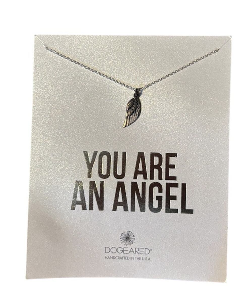 DOGEARED Guardian Angel Silver Necklace 18” Chain + Angel Wing Charm | NWT